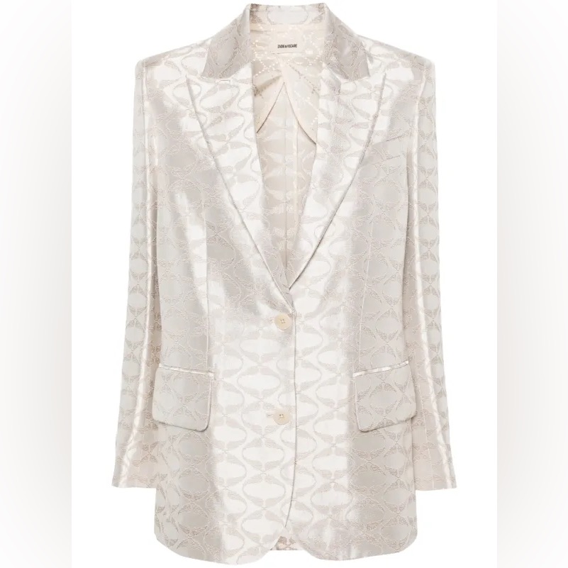 Zadig&Voltaire White Silver Wings Jacquard Blazer, Nwt, $748msrp